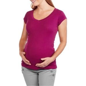 Planet Motherhood - Women's V-Neck Maternity Top - Purple / Pink Medium EUC